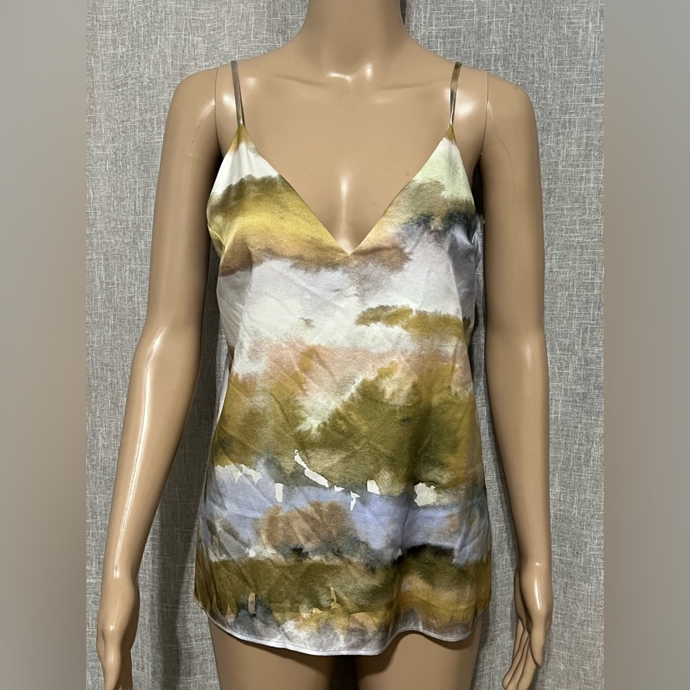 New*CAMI NYC ‘Olivia’Shallon Printed Silk Slip on Spaghetti Straps Top~S~